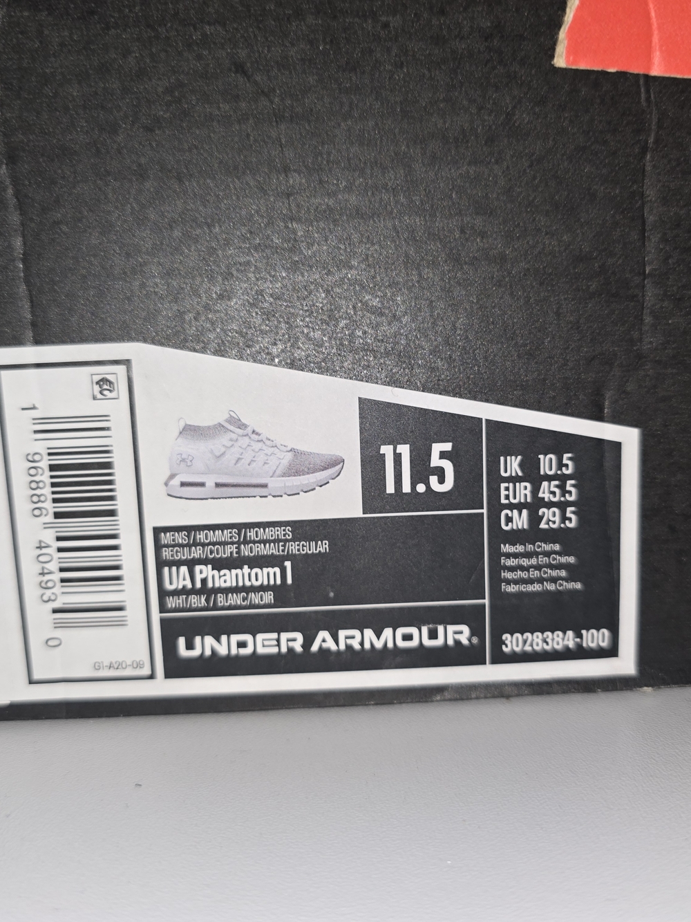 Under Armour UA Phantom 1 Men’s Running Shoes - White/Black (11.5)